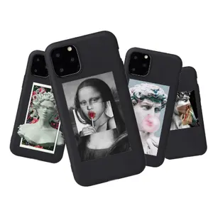 For iphone 11 Pro Max 6 7 8Plus XS X XR Case Mona Lisa Art David Lines Soft Silicone Shockproof Phone Case Back Cover