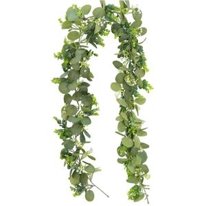 Ghirlanda di Eucalipto Artificiale Realistica, Foglie Verdi Finte Decorative per Casa, Matrimoni, Archi e Pareti - Product Image 1