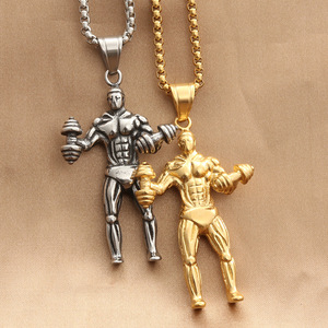 <b>Titanium</b> Steel Fitness Dumbbell Pendant Men Stainless Steel Themed Charm Gift Jewelry Summer 2021 - Product Image 1