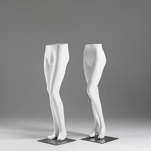 Mannequin de jambe féminin en fibre de verre pour pantalon, blanc, avec support pour l'affichage des pantalons, en position debout - Product Image 4
