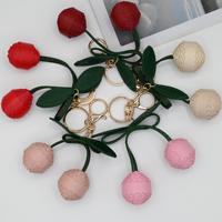 Porte-clés en cuir PU motif cerise mignon, breloque de sac tendance, pendentif, support de clés de voiture, cadeau de voyage pour femme, porte-clés personnalisé, vente en gros