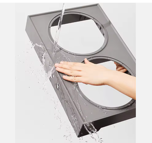 Mangeoire pour chiens à hauteur réglable, design moderne, double bols en acier inoxydable, motif uni, fonction automatique - Product Image 3