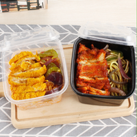 Boîte d'emballage carrée en plastique jetable de qualité alimentaire Boîte à lunch carrée réutilisable pour la préparation de repas Bento en plastique PP