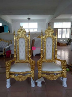 Chaises de mariage classiques Lion Roi et Reine, Trône de Reine Baroque, Trône de Roi