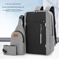 Ransel Oxford Kapasitas Besar Anti Air Lapisan Poliester Ringan & Multifungsi - Set Tiga Buah dengan Kompartemen Laptop