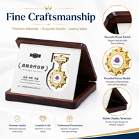 Ensemble de médailles en métal personnalisées imprimées sur mesure, plaque de récompense dans un coffret en bois