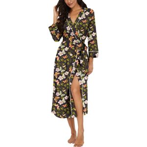 Bata Larga Personalizada para Mujer con Estampado Floral, Ropa de Dormir Suave Tejida, Estilo Casual para Mujer - Product Image 1