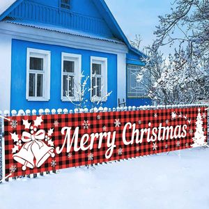 Bannière de Noël décorative extérieure avec Père Noël, <span class=keywords><strong>Bonhomme</strong></span> de neige et <span class=keywords><strong>Bonhomme</strong></span> en pain d'épices pour jardin, maison, clôture, <span class=keywords><strong>garage</strong></span>, cour - Product Image 5