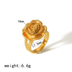 ต่างหูมุกทรงดอกไม้ โทนสีทอง สแตนเลสสตีล สำหรับใส่ทุกวัน ชุดเครื่องประดับผู้หญิง พร้อมแหวน - Product Image 2