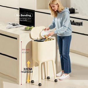 Contenedores de Basura con Ruedas para el Hogar, Cubo de Basura de Plástico para Cocina y Baño con Tapa - Product Image 5