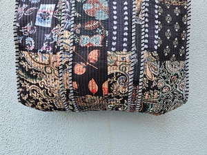 Bolsa de Tela 100% Hecha a Mano, con Estampado Floral Azul, Estilo Vintage Boho, Ecológica, para Compras, Precio al por Mayor - Product Image 2