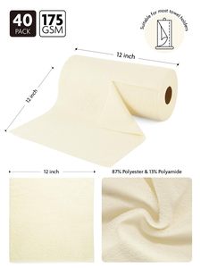 Nouvelle conception, lot <span class=keywords><strong>de</strong></span> 40 chiffons <span class=keywords><strong>de</strong></span> nettoyage en microfibre <span class=keywords><strong>beige</strong></span> réutilisables, rouleaux <span class=keywords><strong>de</strong></span> microfibre à déchirer pour la maison - Product Image 6