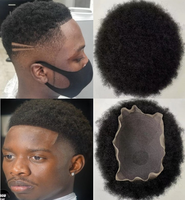 Toupets afro crépus 2mm 4mm 100% cheveux humains dentelle transparente 8x10 unités de cheveux noirs pour hommes