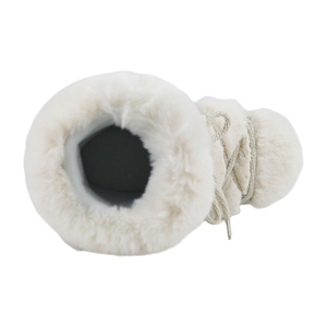 Sepatu bot pendek wanita, sepatu bot salju musim dingin bulu kelinci rubah palsu hak rendah hangat untuk wanita - Product Image 4