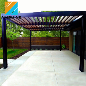 Grain de <span class=keywords><strong>bois</strong></span> Pavillon Pergola En Aluminium Meubles De Jardin En Plein Air Avec Des Lumières LED - Product Image 1