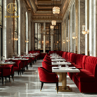 Ensemble de mobilier de luxe Ron Group pour hôtel commercial, restaurant rouge, banquette en velours et marbre blanc, table et chaises