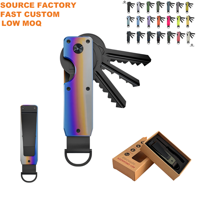 Creative Silent Men's Smart Key Organizer Keychain Multi Functional Key Hanging Ring Metal Customized logo