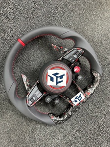 Volante de Fibra de Carbono y Cuero Personalizado para Audi, Nuevo Estilo Actualizado con Botón de Encendido, Compatible con R8 TT RS <span class=keywords><strong>RS3</strong></span> 4 5 6 7 A4 A6 Q3 Q5 Q7 - Product Image 2