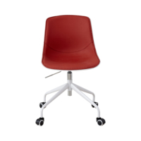 Chaise de bureau ergonomique moderne haute densité en PP avec fonction pivotante réglable en hauteur, structure en plastique et pieds électroplaqués