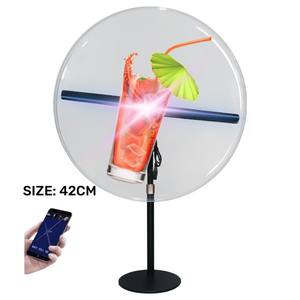 Bonito ventilador de holograma 3D con pantalla LED holográfica con ángulo de cubierta ajustado, mesa publicitaria, ventilador 3D, pantalla holográfica en estuche - Product Image 1