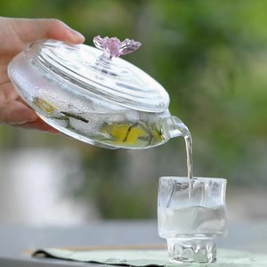 Glass Cold Brew Teapot With <b>Lid</b> Heat Resistant Iced Tea <b>Pot</b> For Summer Flower Tea Brewing - Product Image 2