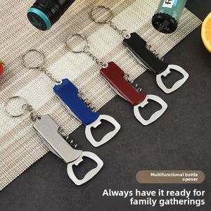 Factory 3 in 1 Multi Tool Wine & Beer <b>Bottle</b> Opener Keychain, Portable Stainless Steel Corkscrew Cap Remover for Bar Gadget - Product Image 2