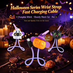Cable de Carga Rápida de 60W con Correa Oculta para Muñeca, Diseño de Calabaza y Murciélago, Universal para Laptop y Teléfono, USB C a USB C - Product Image 2