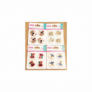 Ilan Bottone Decorativo in Legno 30mm Nacar 4 Pezzi per Artigianato e Cucito - Product Image 1