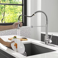 Robinet de cuisine à ressort coulissant de style américain en acier inoxydable 304 avec eau chaude et froide