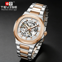Montre squelette automatique pour homme TEVISE avec mouvement Dandong, montres mécaniques automatiques de luxe pour homme