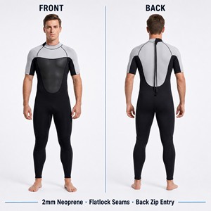 Combinaison de plongée en néoprène <span class=keywords><strong>Bestdive</strong></span> 2 mm à manches courtes pour homme, avec logo personnalisé, idéale pour le surf, la plongée, le snorkeling et les sports nautiques - Product Image 1