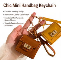 Porte-clés personnalisé en cuir PU, mini sac à main pour femme, breloque de sac, accessoire de sac, boucle dorée, porte-clés, cadeau promotionnel, commande en gros
