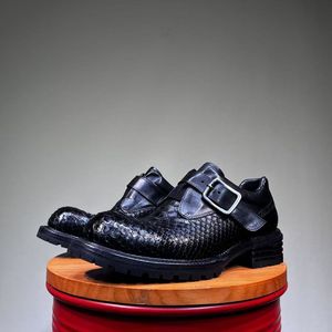 Zapatos DeBey de cuero de pitón lavado al agua de Goodyear - hebilla personalizada original, zapatos de cuero casuales retro hechos a mano - Product Image 3