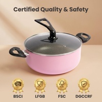 Casserole en aluminium forgé avec revêtement céramique antiadhésif, couvercle en verre, compatible induction, logo personnalisé OEM, vente en gros, ensemble de casseroles