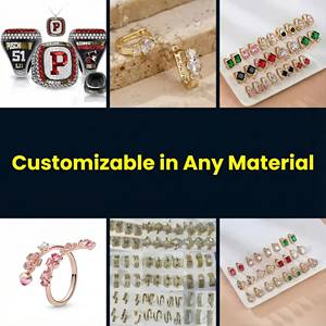 パーソナライズされたハート型の調節可能なモアッサナイトCZ婚約指輪・結婚指輪、カップル向けのペアリング、プロミスリング - Product Image 3