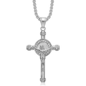 Titanium Steel Gold Plated <b>Cross</b> Pendant Necklace With Diamond Inlay Unisex Fashion Jewelry Gift - Product Image 4