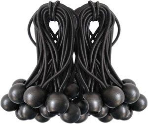 Vente en gros de cordes élastiques boule noire 13 pouces 4mm élastiques d'arrimage en latex caoutchouc polyester pour tente extérieure - Product Image 1