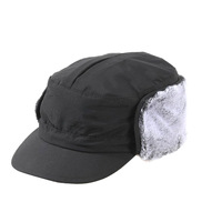 Gorro de Invierno Impermeable de Nailon con Forro de Piel Sintética, Orejeras Cortas, Cálido, Color Gris Niebla, Gorro de Caza para Hombres y Mujeres, Gorro de Esquí para Exteriores