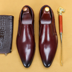 Zapatos de Vestir para Hombre, de Cuero Genuino, con Punta Puntiaguda, Estilo Oxford, para Boda, Transpirables, para Todas las Temporadas, Estilo Sólido - Product Image 1