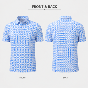 Polo de Golf Geométrico Azul Premium Personalizado para Hombre, Ropa Corporativa de Marca Privada con Absorción de Humedad, OEM - Product Image 4