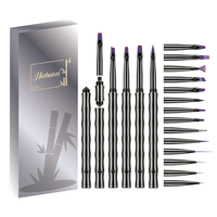 Ensemble de pinceaux à ongles professionnels Hechunzi avec embouts remplaçables en forme de bambou, corps entièrement métallique, pour la peinture au gel en salon