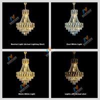 Lámpara de Techo Colgante Grande de Cristal LED Dorada de Lujo para Hotel y Hogar