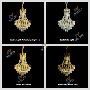 Lámpara de Techo Colgante Grande de Cristal LED Dorada de Lujo para Hotel y Hogar - Product Image 4