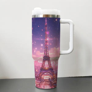 Gobelets isothermes de voyage et de bureau en acier inoxydable de 40 oz, motif Tour Eiffel, 10 couleurs, avec poignée Tour Eiffel <span class=keywords><strong>Paris</strong></span> - Product Image 3