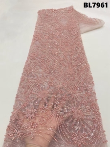<span class=keywords><strong>Abito</strong></span> in Pizzo Francese di Lusso di Alta Qualità per Matrimoni Splendido Tessuto in Rete con Paillettes Nere Ricamate e Perline per Spose - Product Image 4