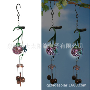 Solar Flower Wind Chime Led Outdoor Garden Hanging <b>Light</b> With Solar <b>Panel</b> And Motion Sensor For Patio Decor - Product Image 1