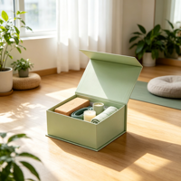 Coffret Cadeau de Yoga Relaxant Sage avec Bloc en Liège, Sangle, Bougies, Serviette, Tapis, Emballage Studio, Vente en Gros, Pots à Bâtonnets, Ensemble Cadeau