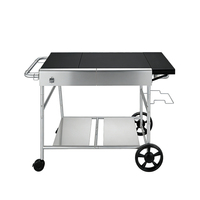 Chariot de barbecue d'extérieur Pinnovo en acier inoxydable avec four à pizza et plancha, chariot de service pour terrasse, patio et camping
