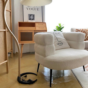 White <strong>Bedroom</strong> &amp; Balcony Lounge <strong>Chair</strong>: Minimalist Makeup <strong>Chair</strong> <strong>for</strong> <strong>Small</strong> Spaces, Modern Single-Seater Sofa - Product Image 3