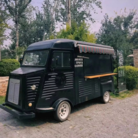 Camion de restauration électrique de style français vintage en fibre de verre, chariot mobile pour café, hamburgers, pizzas et snacks, pour la vente de rue